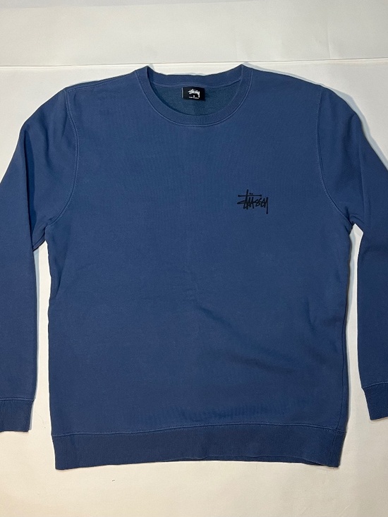 Stussy Classic Crew Sweatshirt Steel Blue Mens S - Picture 3 of 5